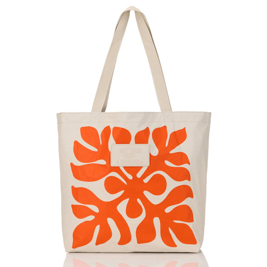 Aloha Collection Applique Reversible Tote Zest on Sandstone