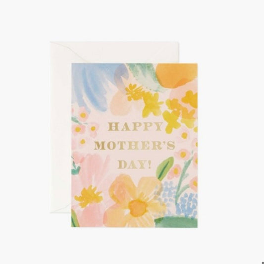 Greeting card with floral design and 'Happy Mother's Day!' text on a white background