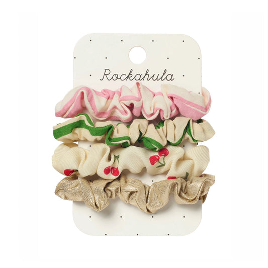 Set of scrunchies on a Rockahula branded card