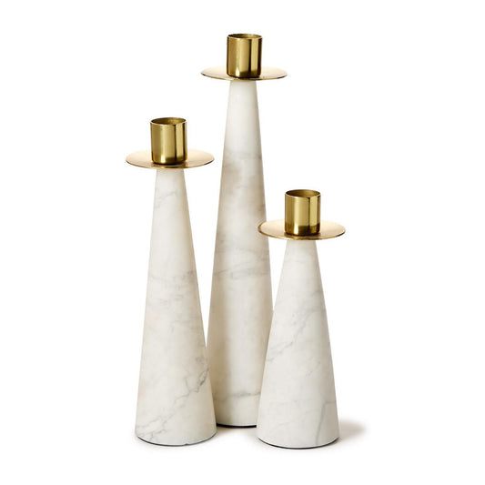 Marble Candle Holder w/Gold Brass Finish LARGE