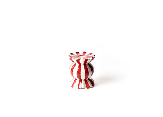 Coton Colors Red Stripe Ruffle Knobbed Candle Holder Small