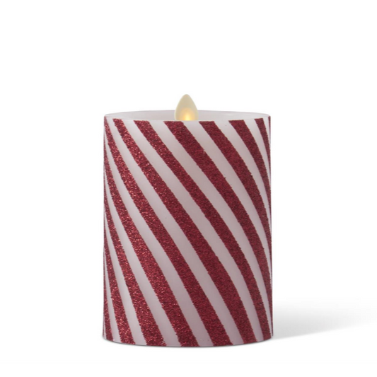 Luminara Candy Stripe Flameless Candle 3"x 4.5"