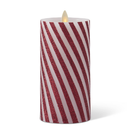 Luminara Candy Stripe Flameless Candle 3" x 6.5"