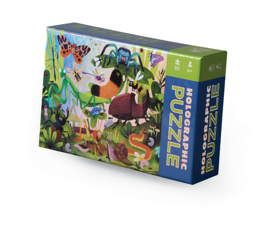 Crocodile Creek 50-Piece Holographic Puzzle Backyard Bugs