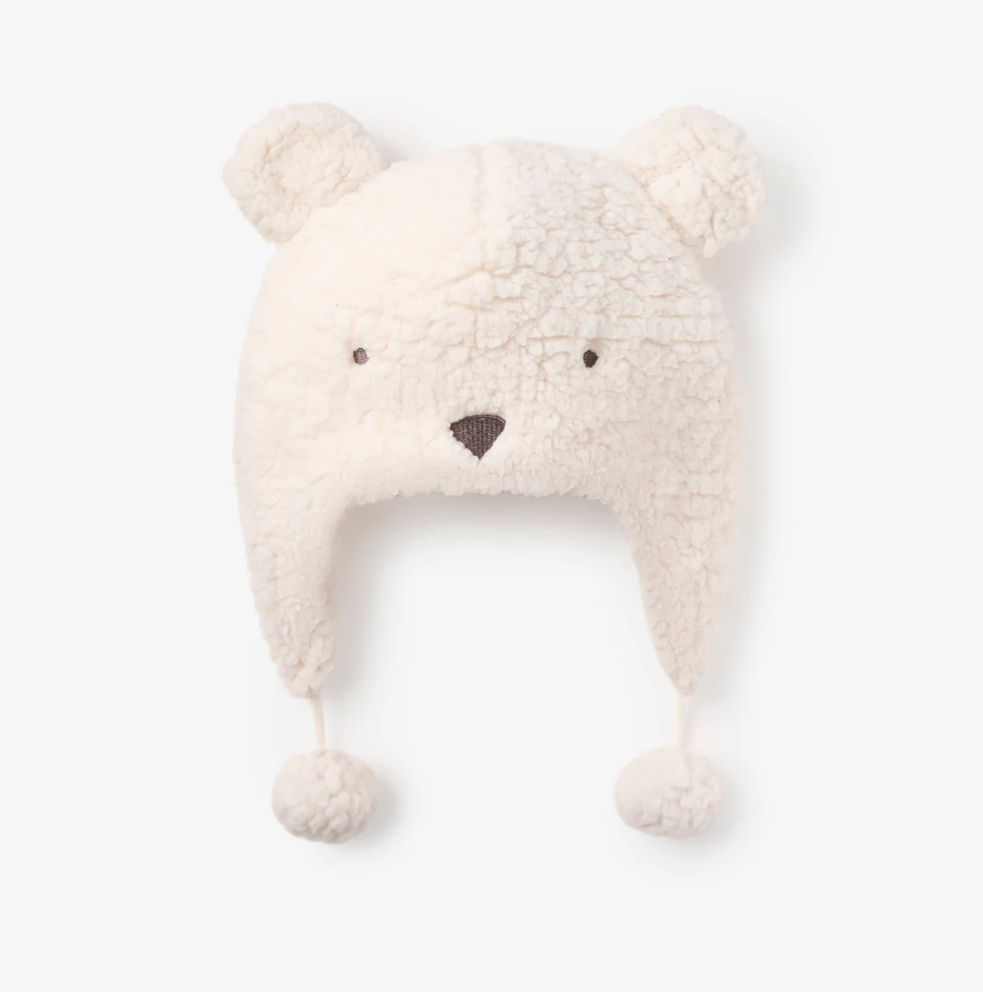 Elegant Baby Polar Bear Aviator Hat 3-9m