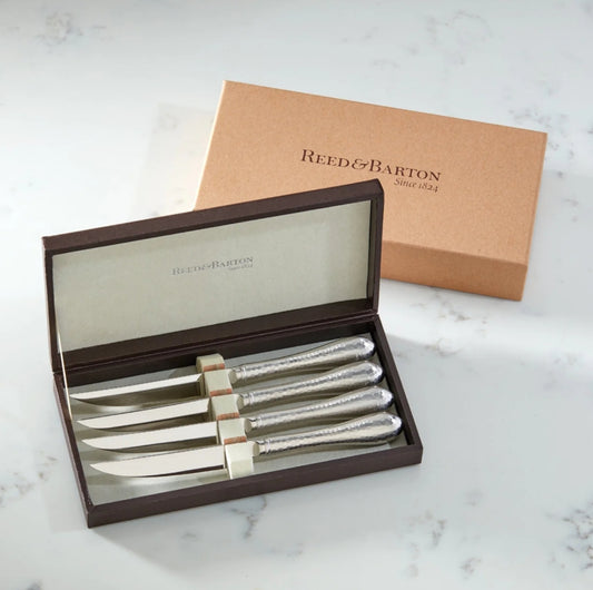 Reed & Barton Hammered Antique Steak Knife Set/4