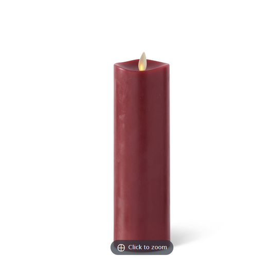 Luminara Burgundy Slim Flameless Candle 2” x 8”