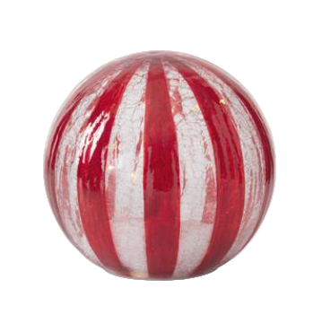 Red & Crackle Glass Striped LED Globe Large