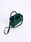 emerald green Shiraleah Danny Mini Tote handbag with gold accents on a white background