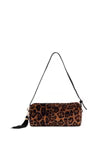 Leopard print Shiraleah Kylie shoulder handbag with a strap on a plain background
