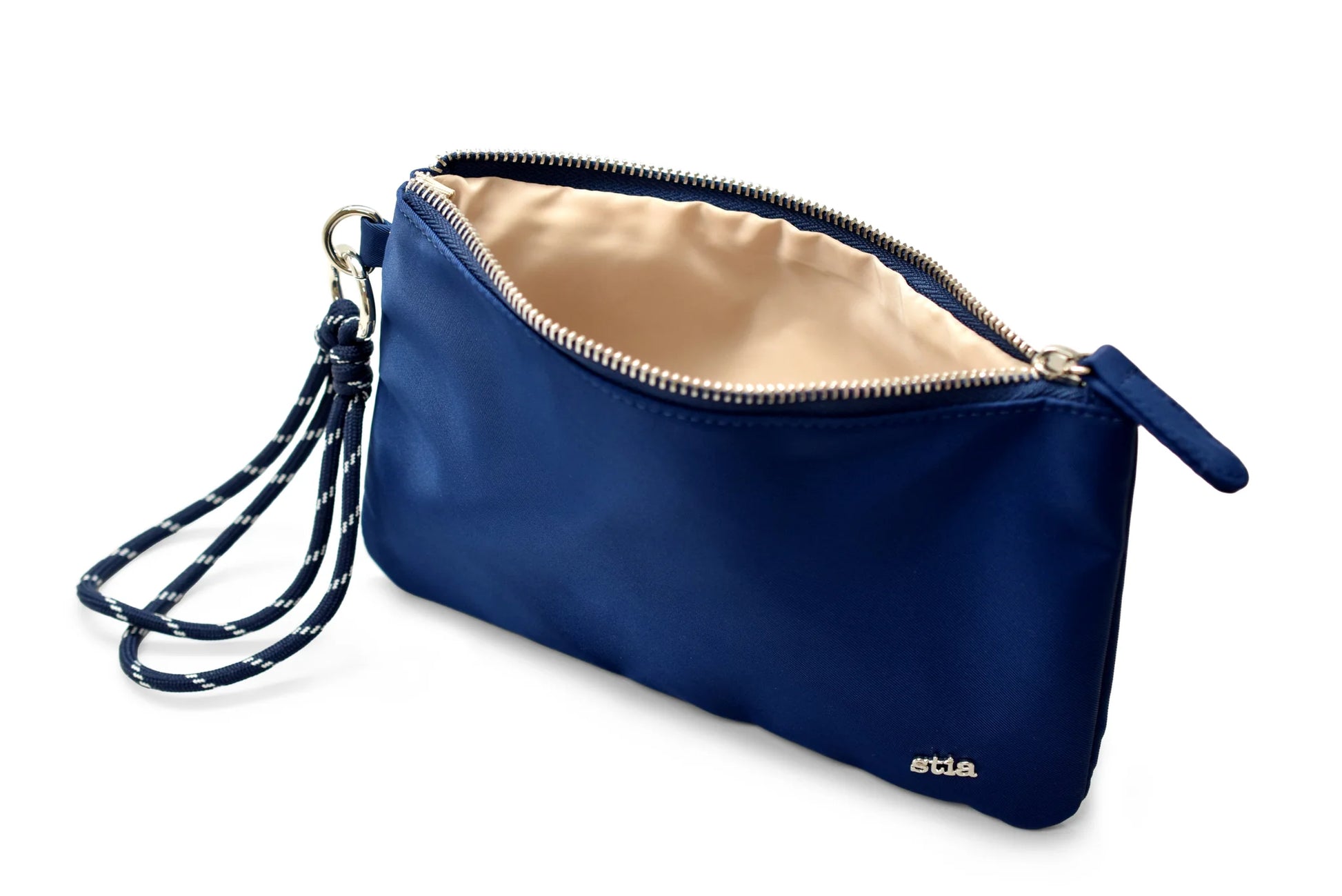 Navy open zipper Stia Everyday Essentials Nylon Wristlet