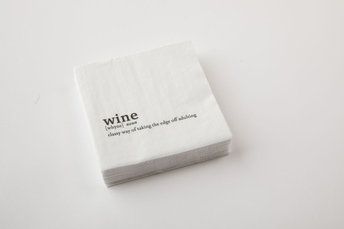 Black and White Beverage Napkin Wine