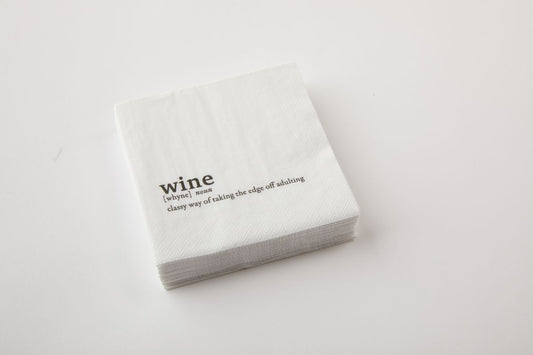 Black and White Beverage Napkin Wine