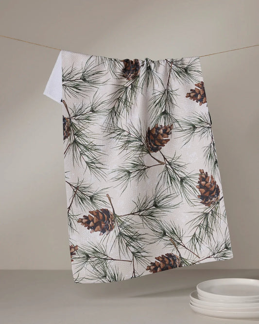 Geometry Evergreen Frost Tea Towel