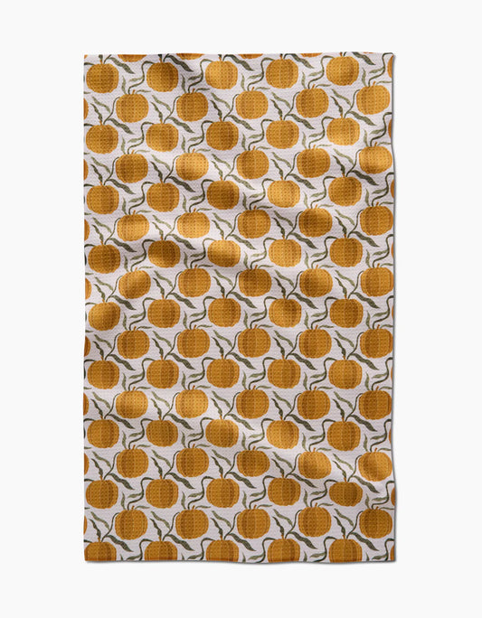Geometry tea towel with an orange pumpkin pattern