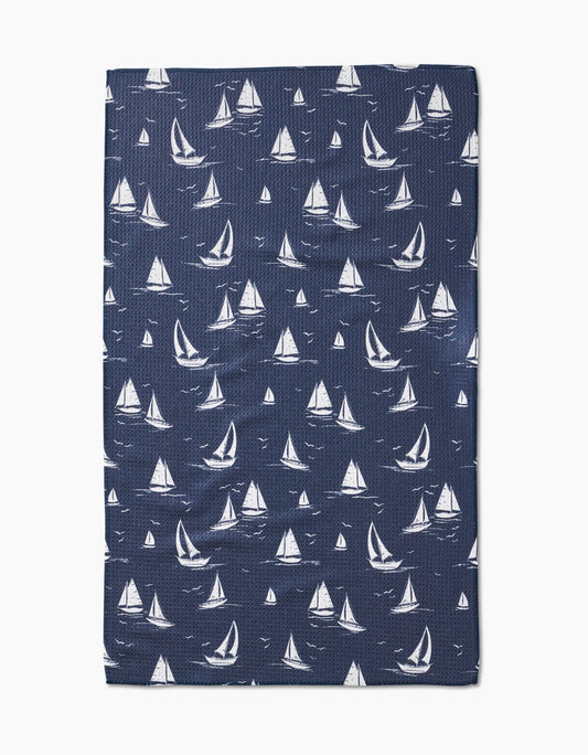 Geometry Navy Race Day Tea Towel