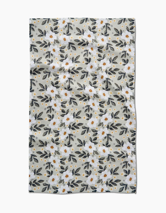 Geometry Painted Spring Flowers Tea Towel