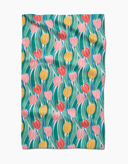 Geometry Tranquil Tulips Tea Towel