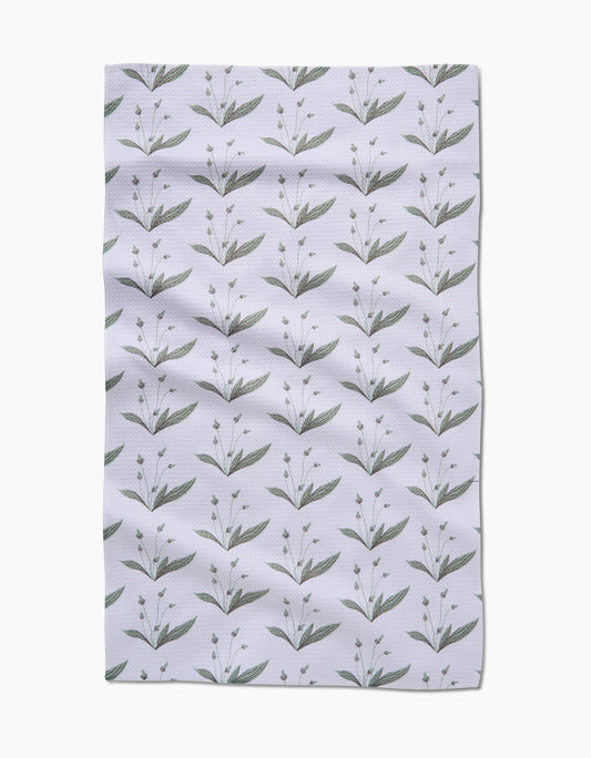 Geometry Wild Leaves Green Tea Towel