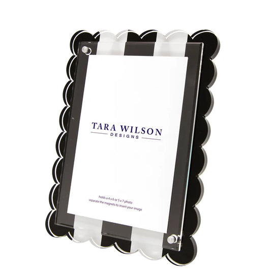 Tara Wilson Scallop Frame Black & White Stripe