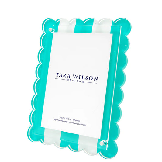 Tara Wilson Scallop Frame Turquoise & White Stripe