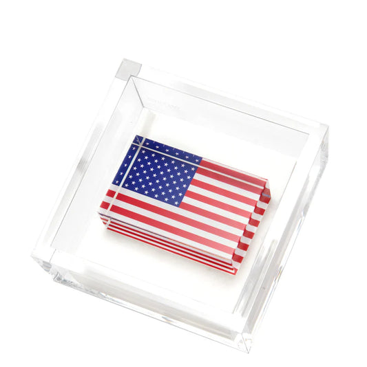 Tara Wilson Cocktail Napkin Holder with /American Flag Weight
