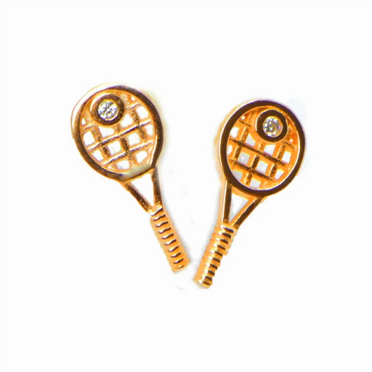 Gold Tennis Racquet Earrings