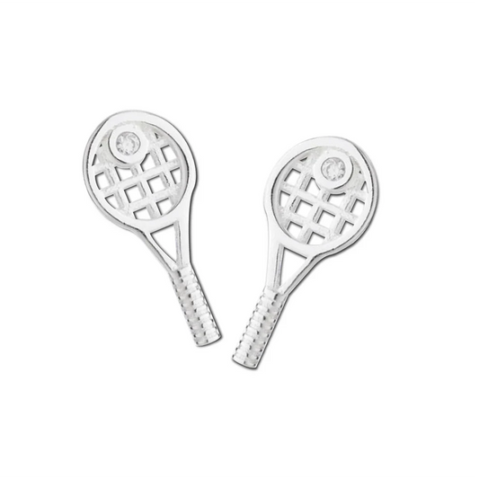 Silver Tennis Racquet Earrings