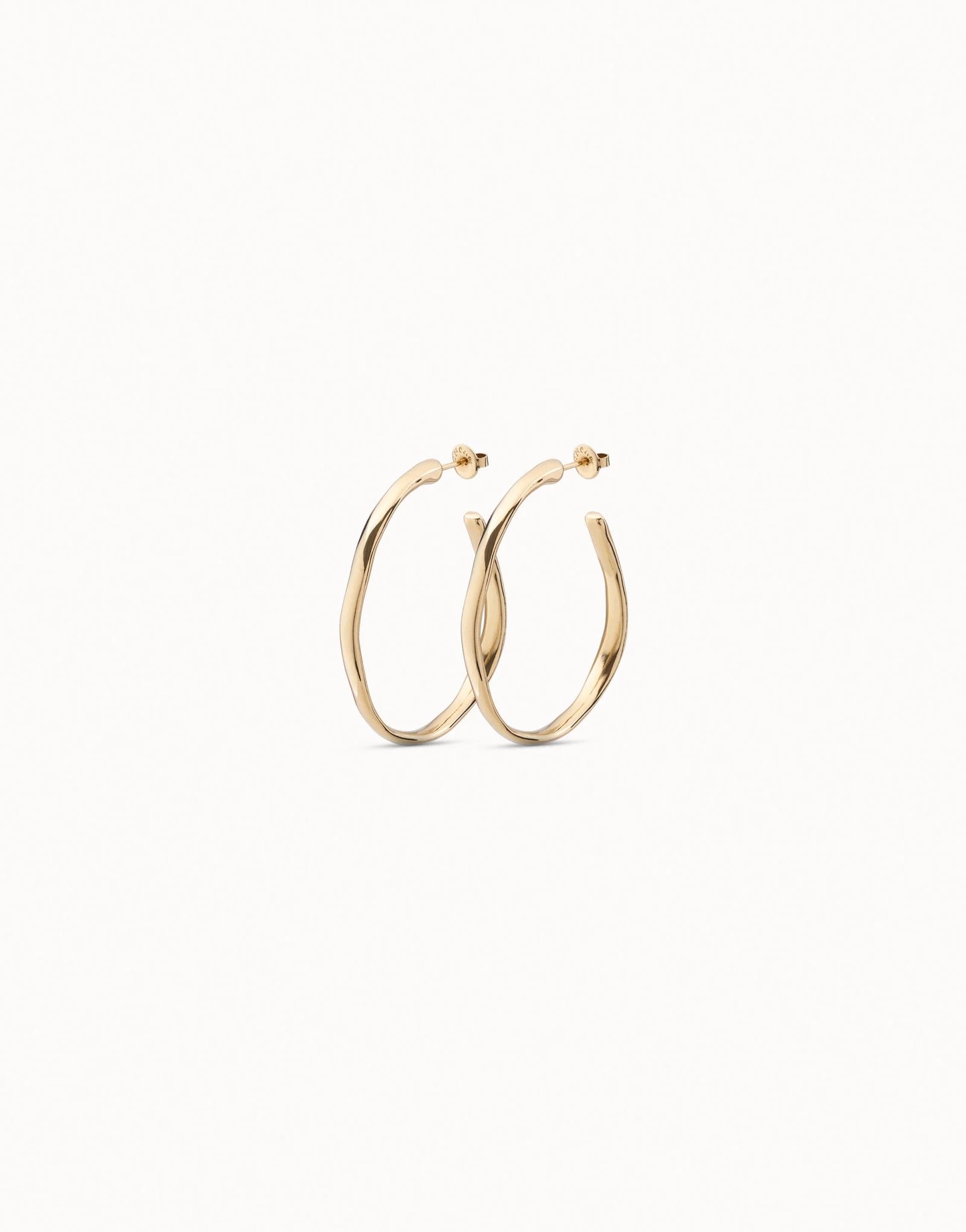 UNOde50 Ohmmm Gold Open Bent Hoop Earrings on white background