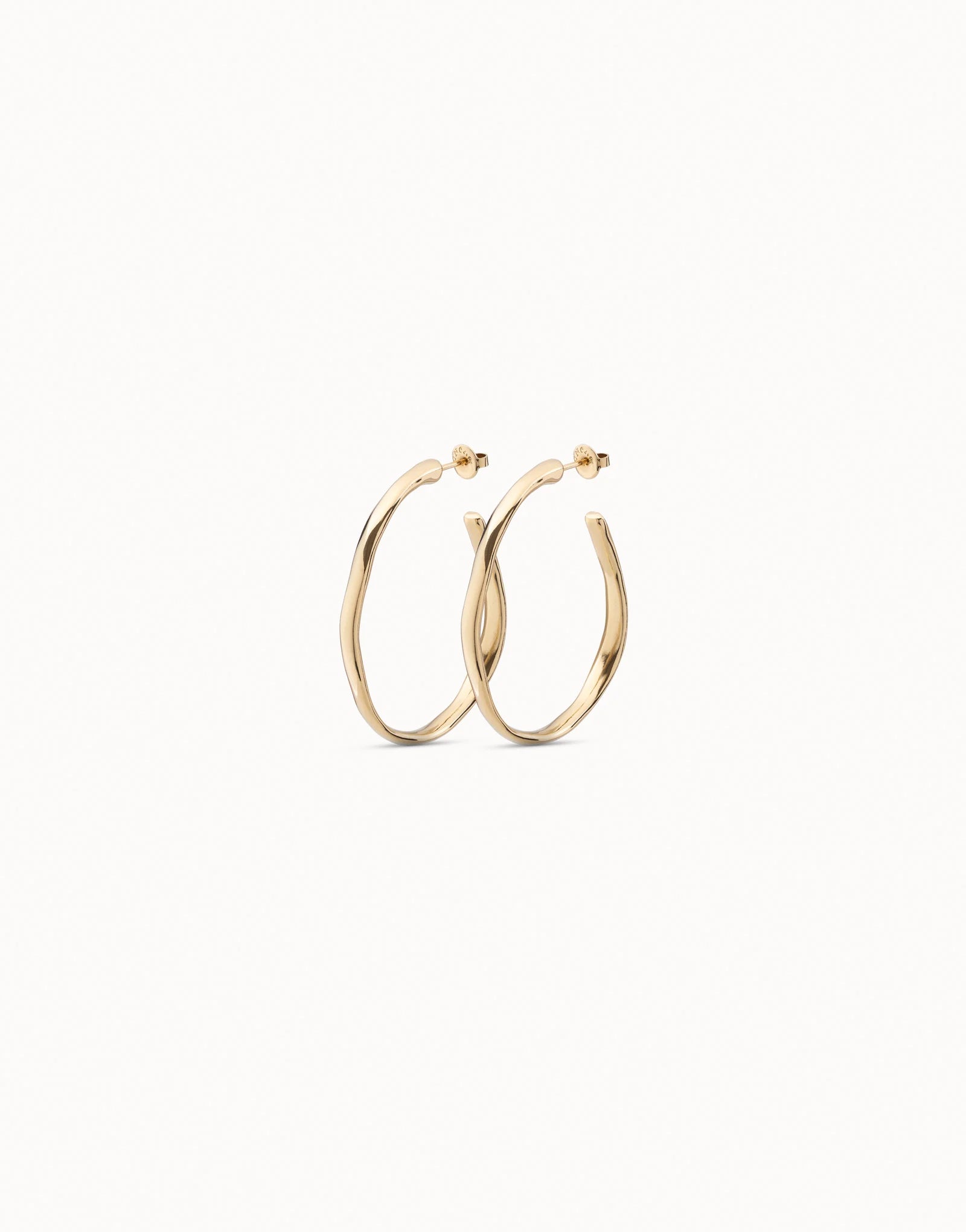 UNOde50 Ohmmm Gold Open Bent Hoop Earrings on white background