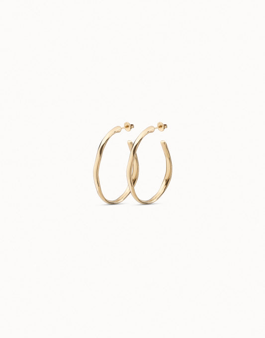 UNOde50 Ohmmm Gold Open Bent Hoop Earrings on white background