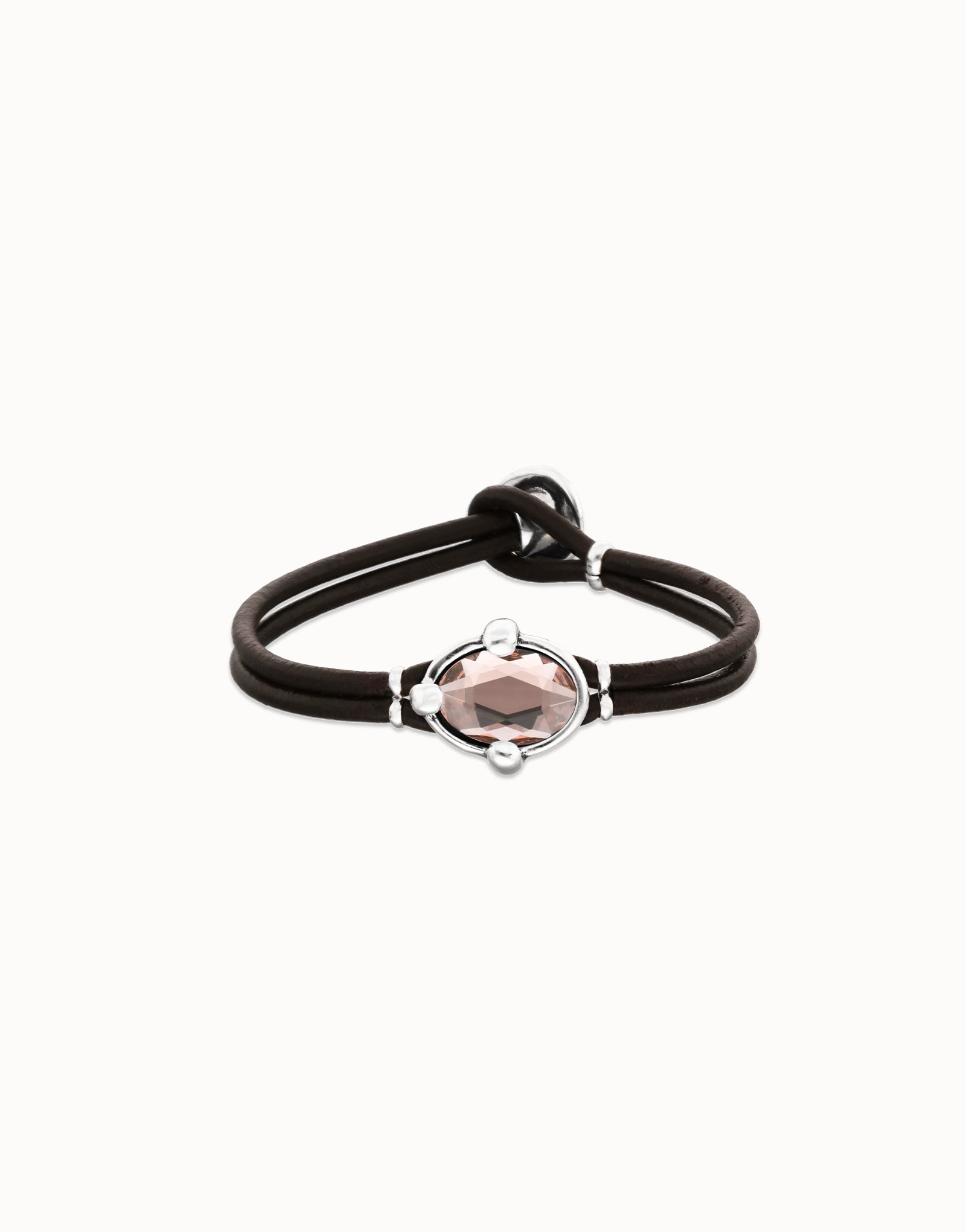 UNOde50 Ser Deslumbrante Black leather bracelet with a silver clasp on a white background