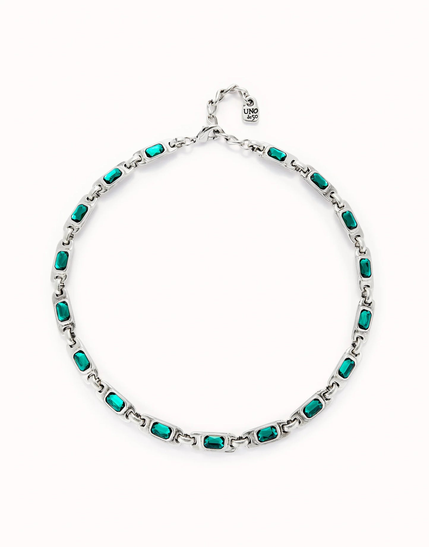 SALE UNOde50 Ser Magnetica Silver Necklace with Green Crystals