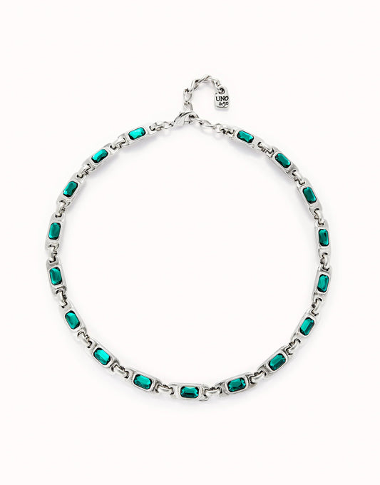 SALE UNOde50 Ser Magnetica Silver Necklace with Green Crystals