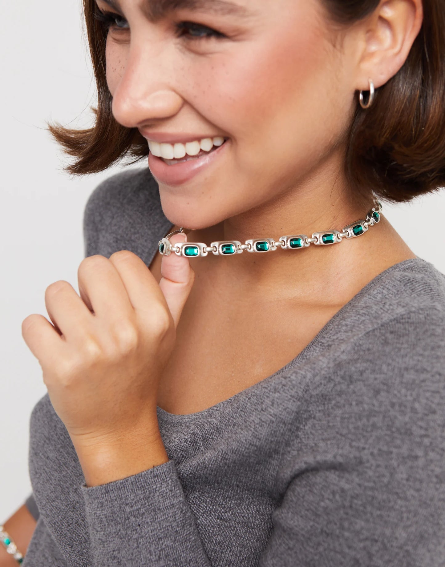 SALE UNOde50 Ser Magnetica Silver Necklace with Green Crystals