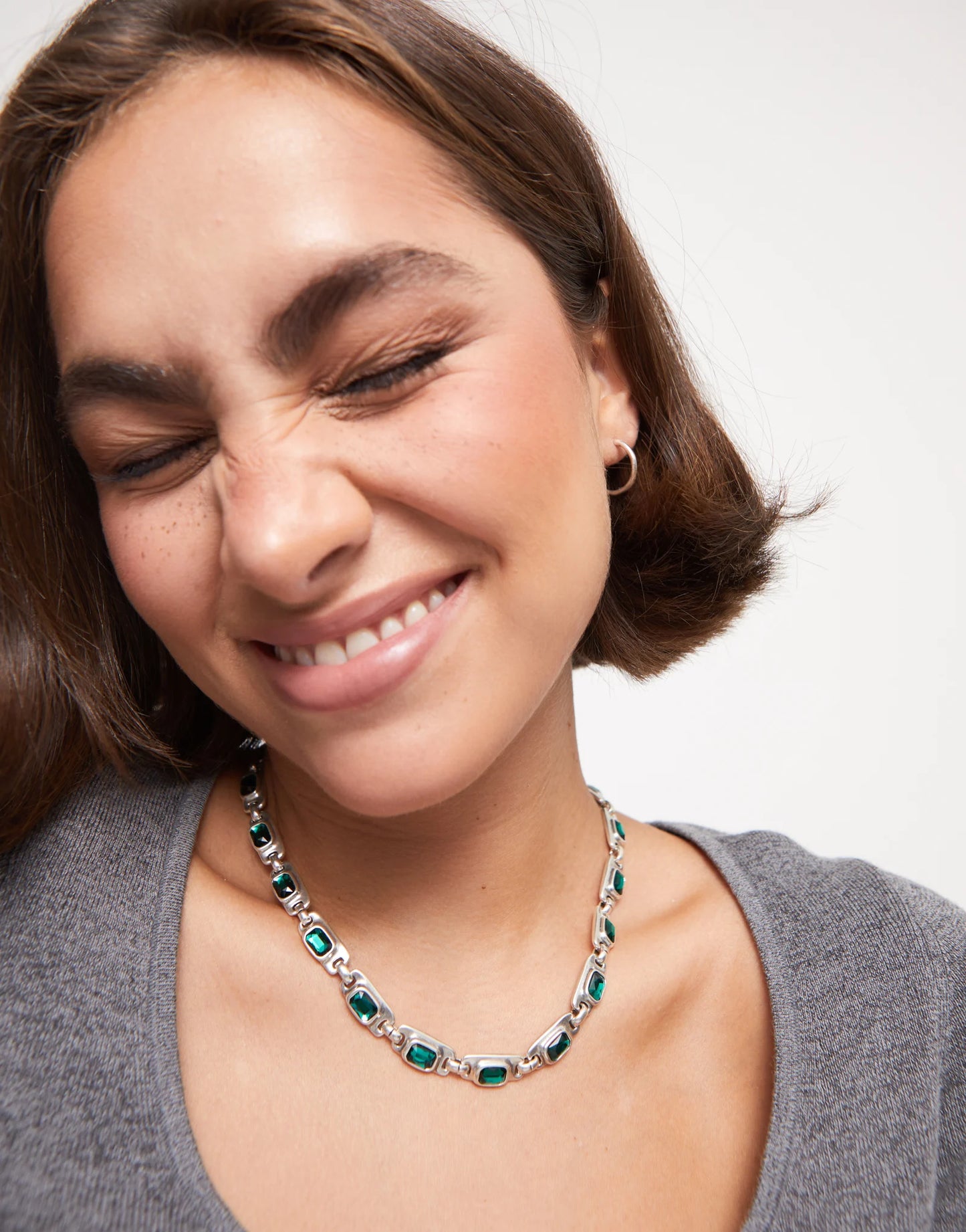 SALE UNOde50 Ser Magnetica Silver Necklace with Green Crystals