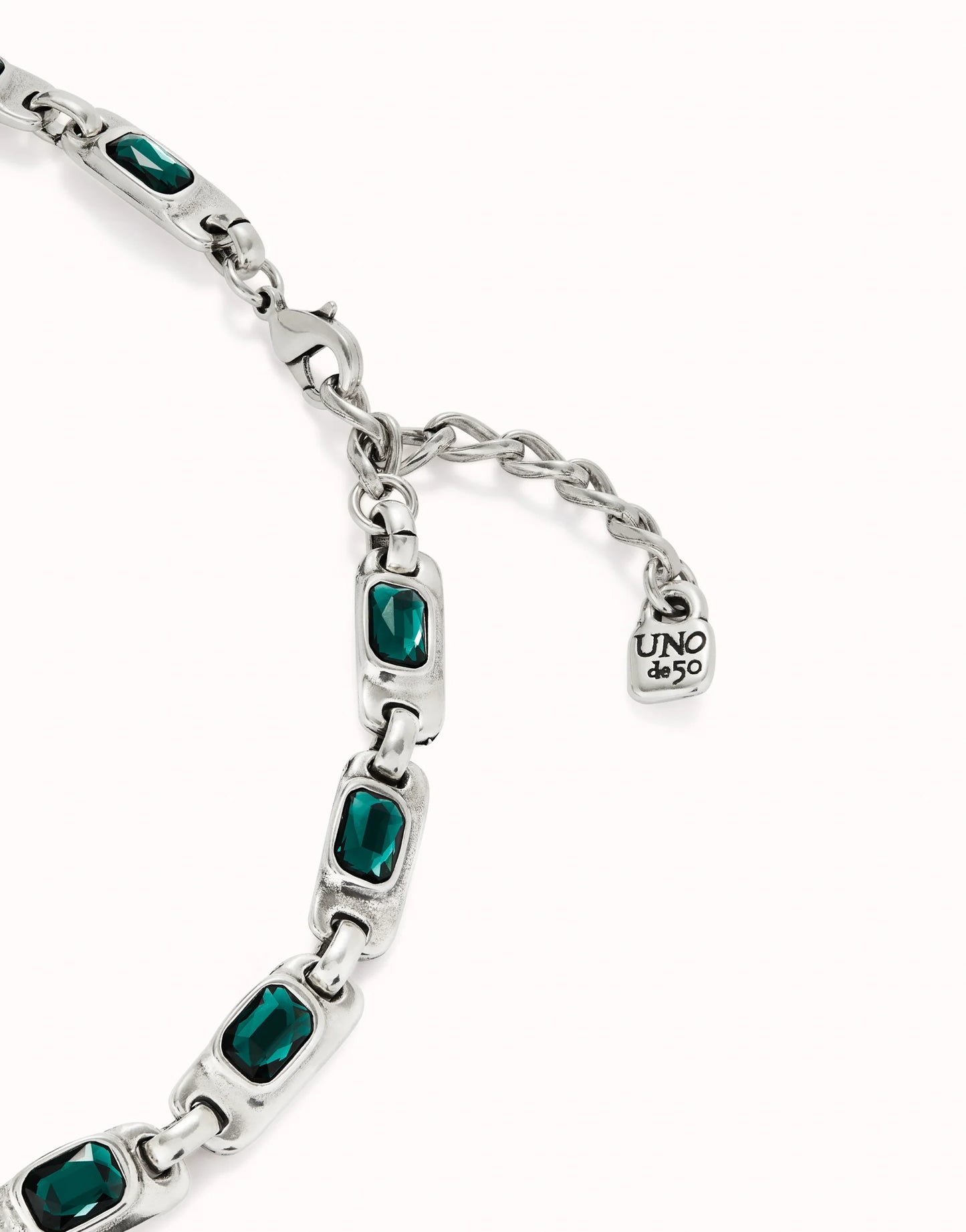 SALE UNOde50 Ser Magnetica Silver Necklace with Green Crystals
