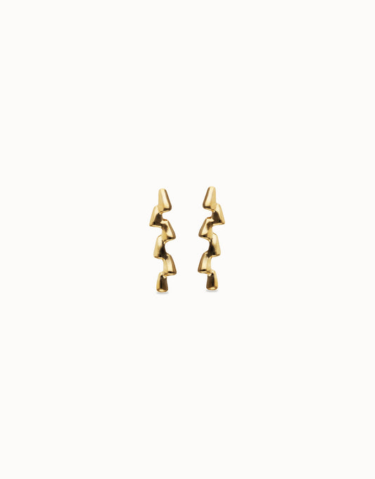 UNOde50 gold zigzag drop earrings on a white background