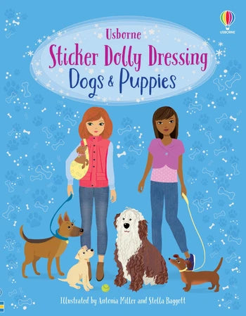 Usborne sticker dolly dressing dogs and puppies with a blue cover and two women on the front with four dogs