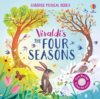 Cover of the musical book 'Vivaldi's the four seasons' with a rabbit and trees