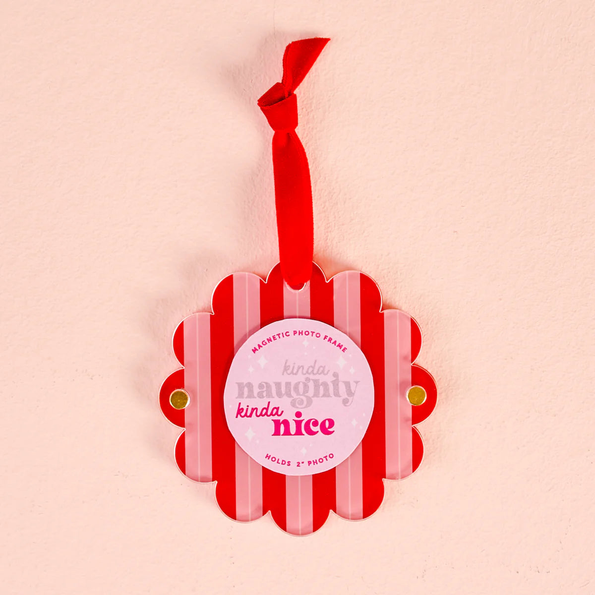 Scalloped Picture Frame Ornament Peppermint Stripes