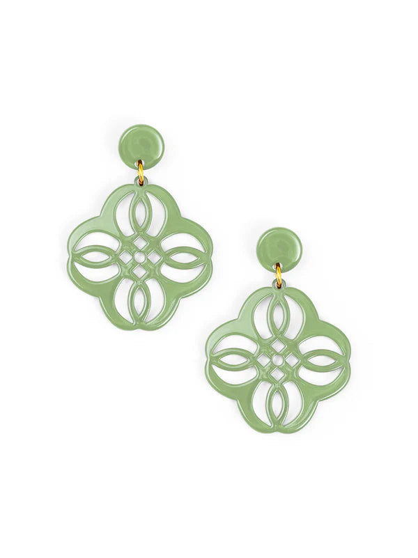 Sage Zenzii Mandala Pendant Drop Earrings