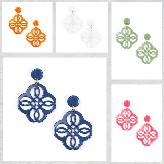 Multiple  vibrant colors of Zenzii Mandala drop earrings 