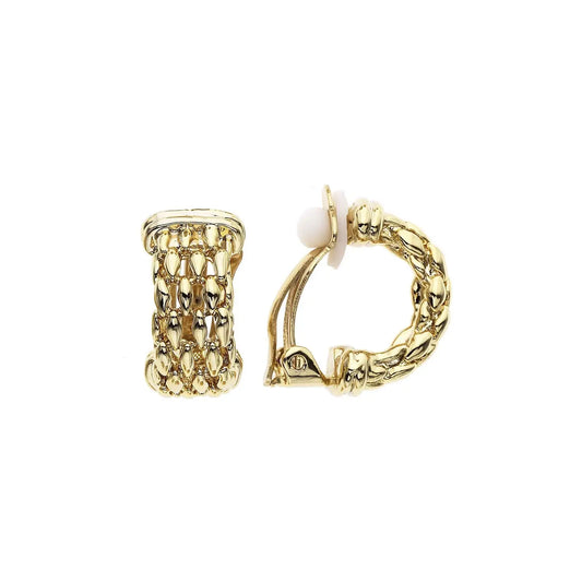 Domed Bamboo Links Clip Back Earrings