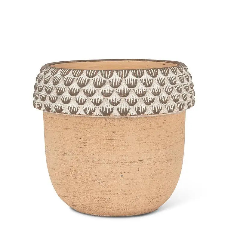 cement planter made to look like an acorn
