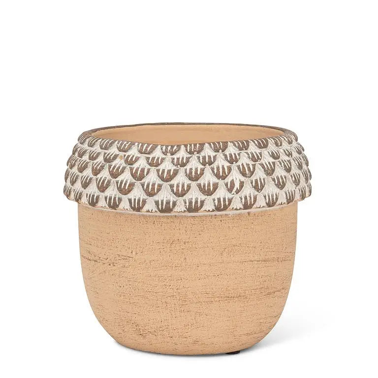 cement planter made to look like an acorn