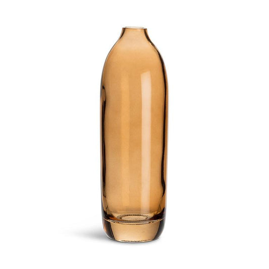 dark amber tall, slender bud vase