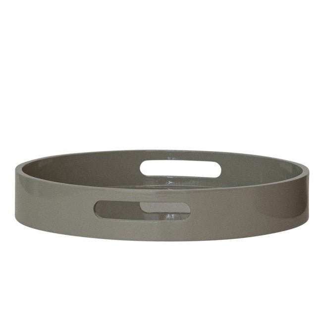 Lacquered Tray Taupe 14"