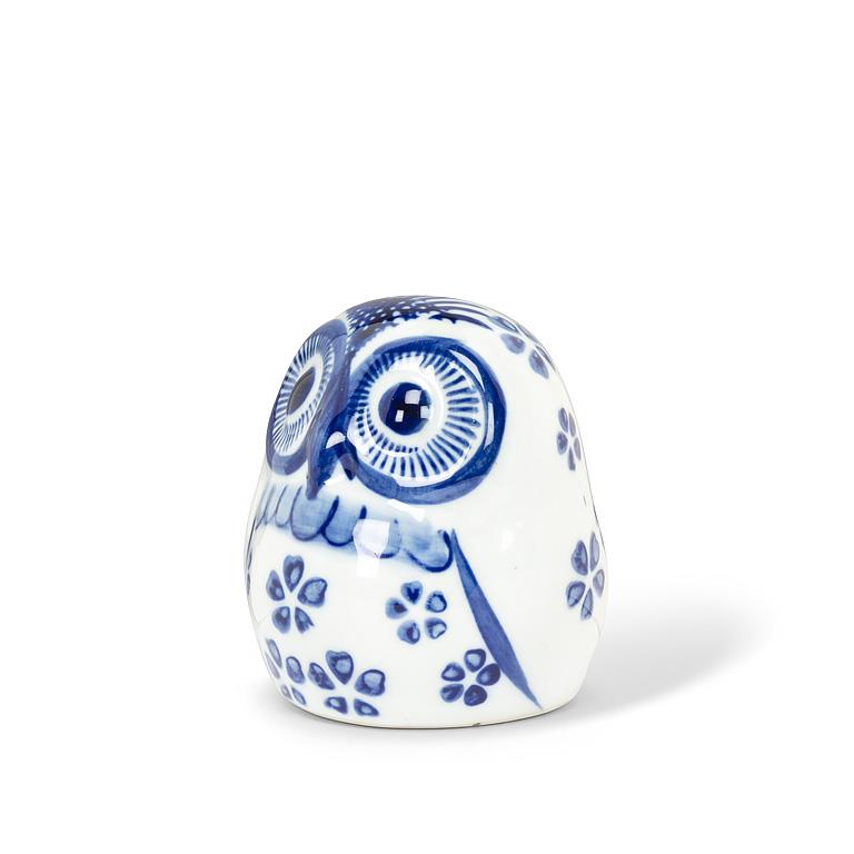 Blue & White Owl with Large Eyes
