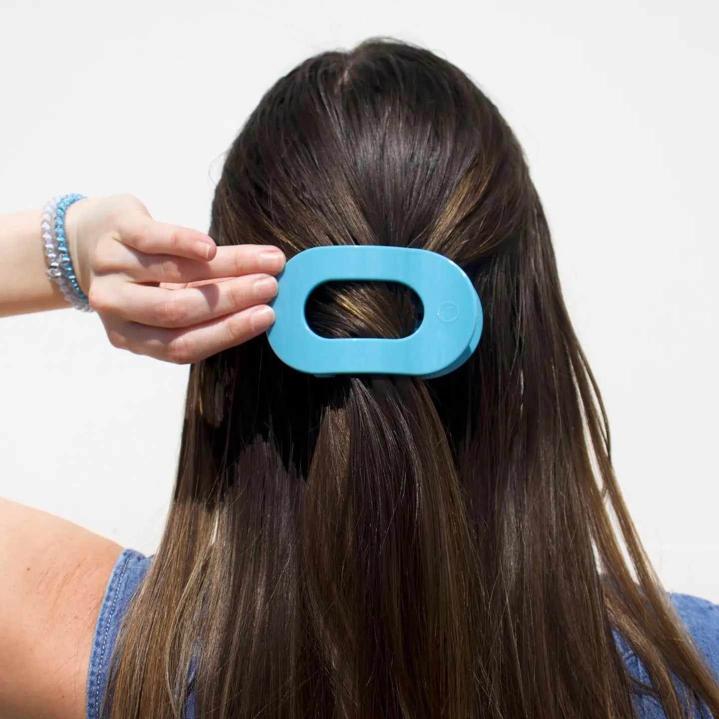 Teleties Summer Sky Round Flat Hair Clip Medium